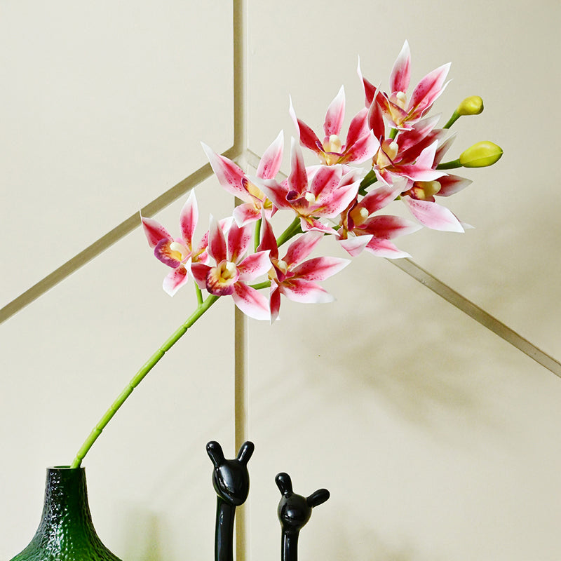 Artificial Orchid Polyester Flower Stick - Pink media 5