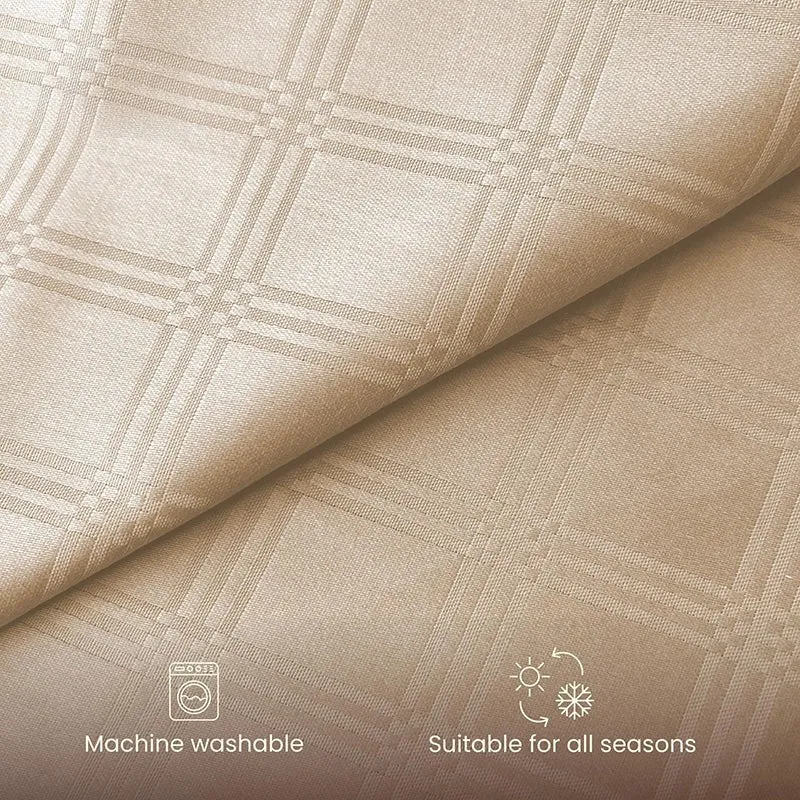 Urban Space Beige Checks Cotton Bedsheet - 300 TC media 5