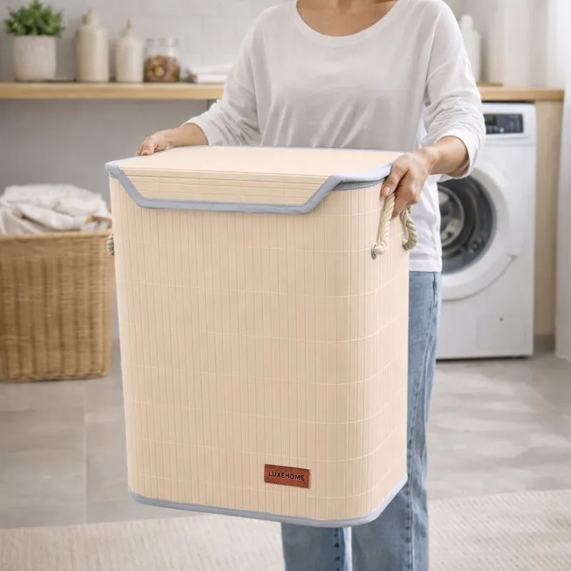 Strap Bamboo Laundry Basket - Cream media 7