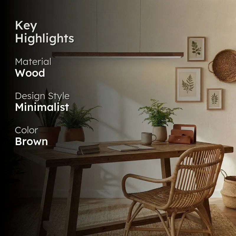 Helia Linear LED Wooden Ceiling Lamp - Brown media 2