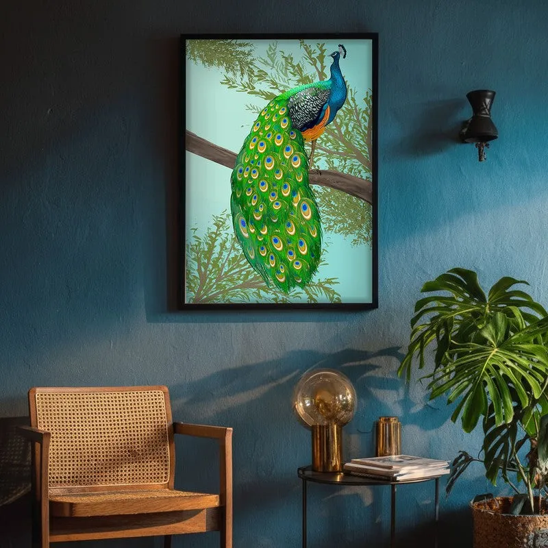 Peacock In Color Archival Paper Wall Art With Frame media 5