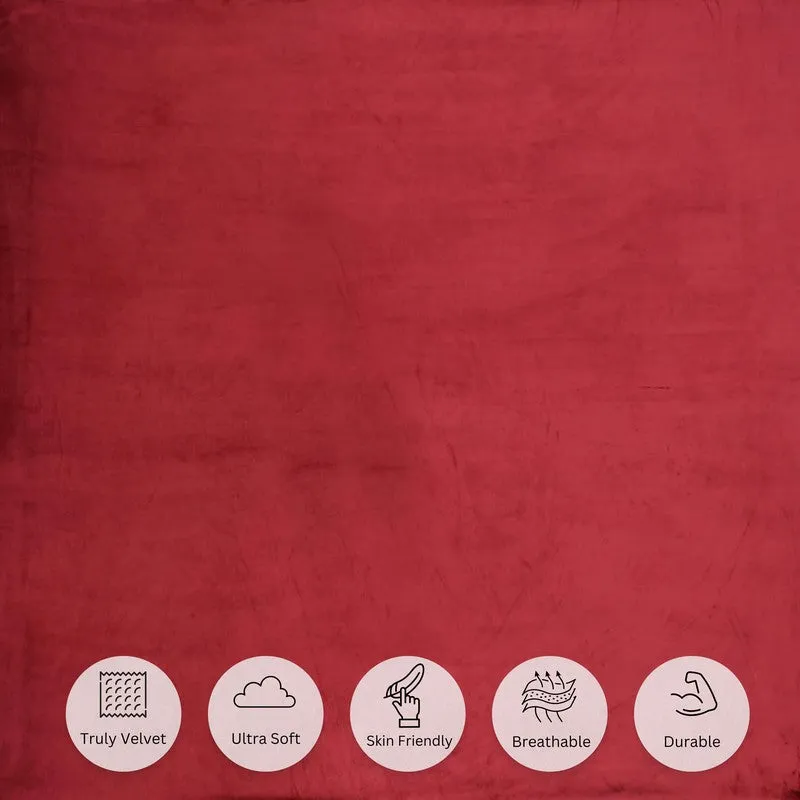 SolidLuxe Woolen Bedsheet (Red) - 150 GSM media 5