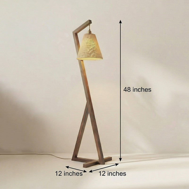 Glacienne Wooden Floor Lamp With Fabric Shade media 9