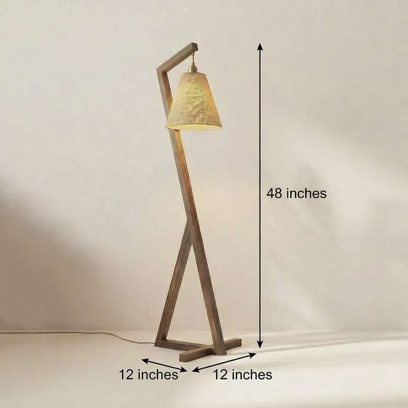 Glacienne Wooden Floor Lamp With Fabric Shade media 9