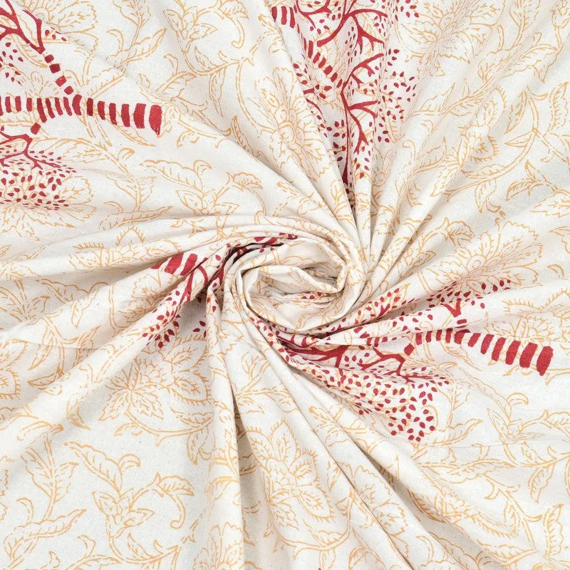 Gridor Cotton Bedsheet (Beige,Red) - 240 TC media 5