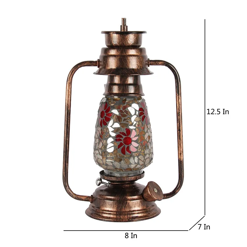 Phoolkari Mosaic Lantern Iron Table Lamp - Multicolor media 5