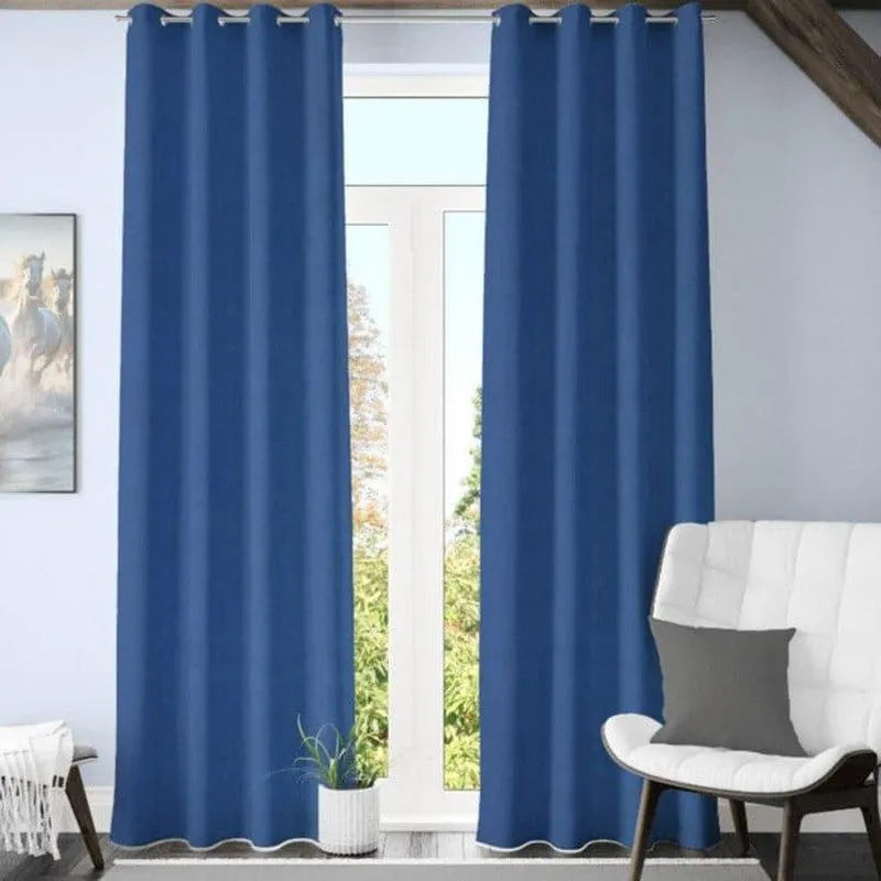 Kumudini Solid Curtain (Navy) - Set Of Two media 1