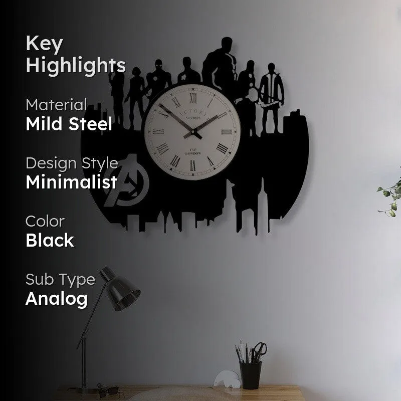 Sketch Steel Analog Wall Clock - Black media 2