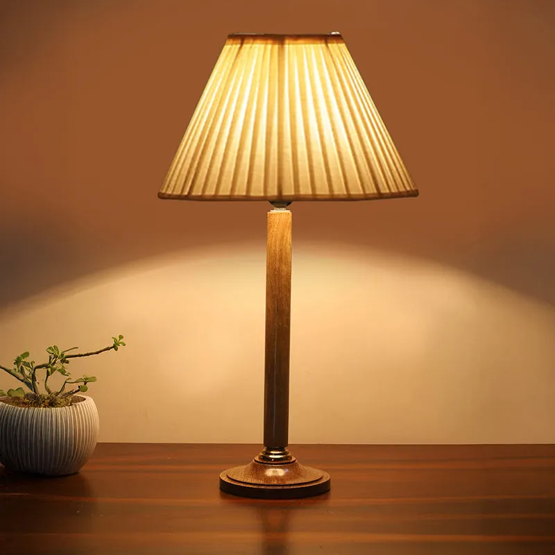 Antique Grace Table Lamp With Wooden Base - White,Brown media 2