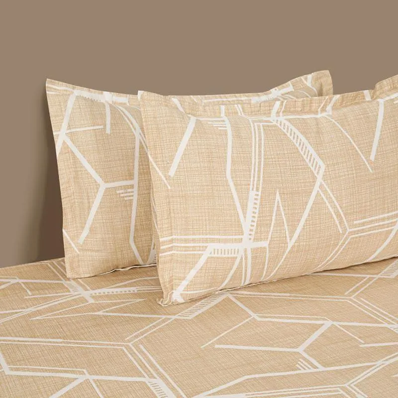 Swayam Magic Maze Cotton Bedsheet (Beige) - 250 TC media 3