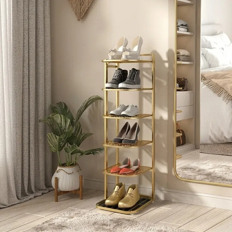 Portable Metal Shoe Rack - Gold media 1