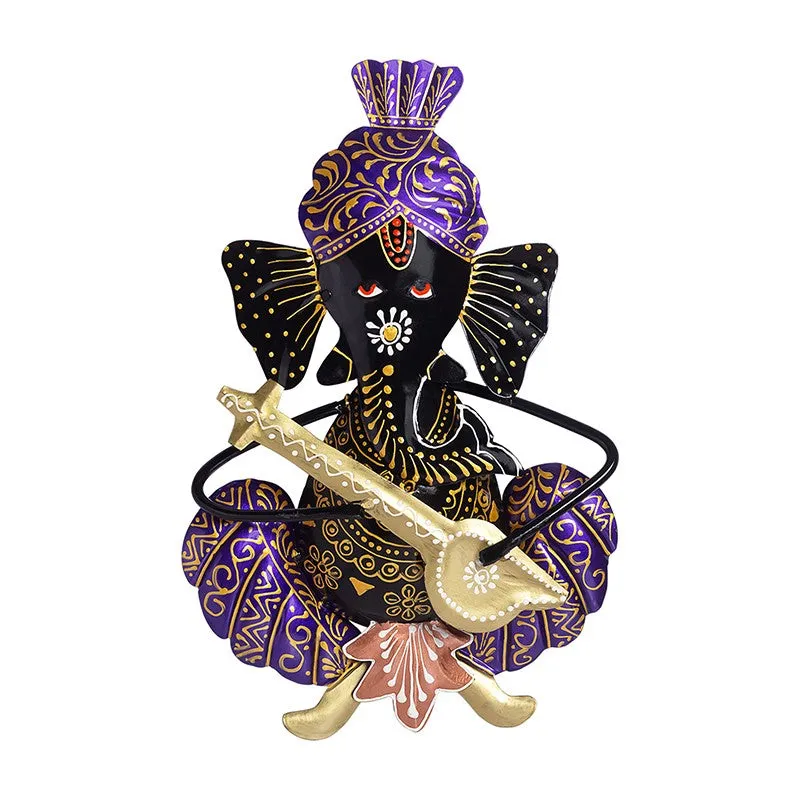 Ganesh Handcrafted Iron Wall Accent - Purple media 2