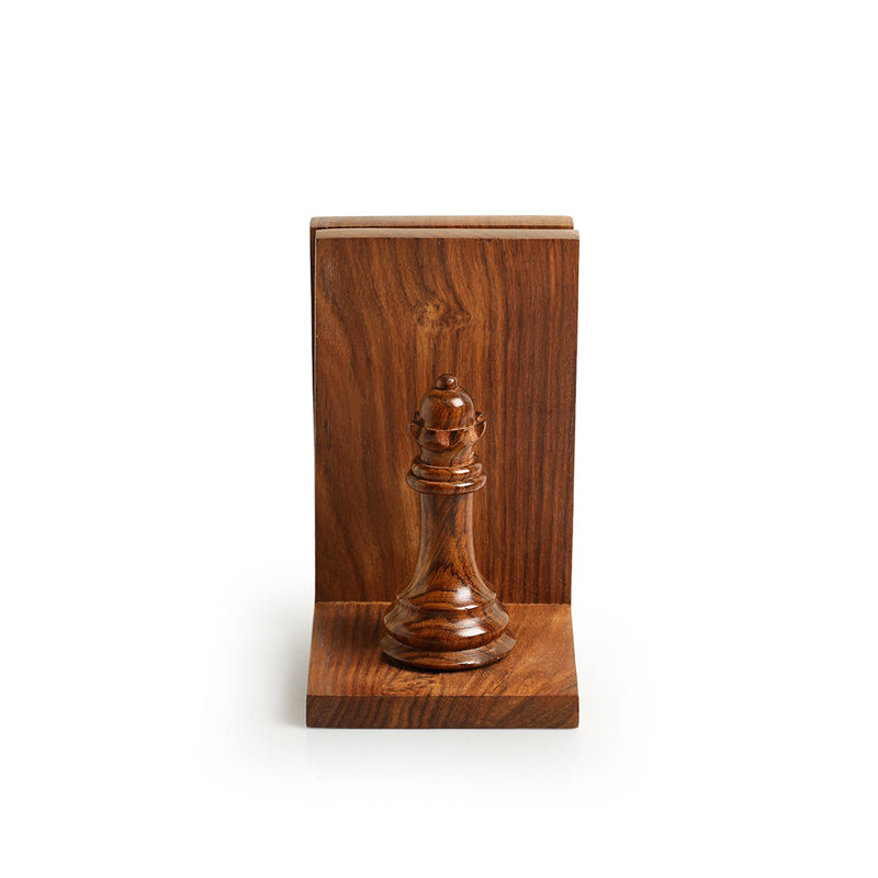 Checkmate Charm Handcarved Sheesham Wood Book End - Set Of Two image 5