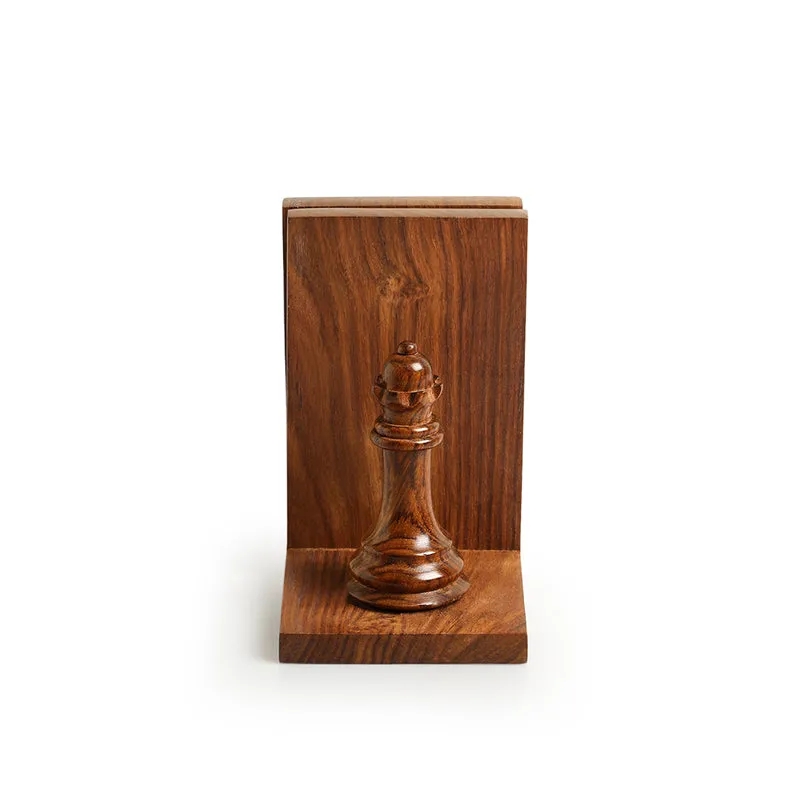 Checkmate Charm Handcarved Sheesham Wood Book End - Set Of Two media 5