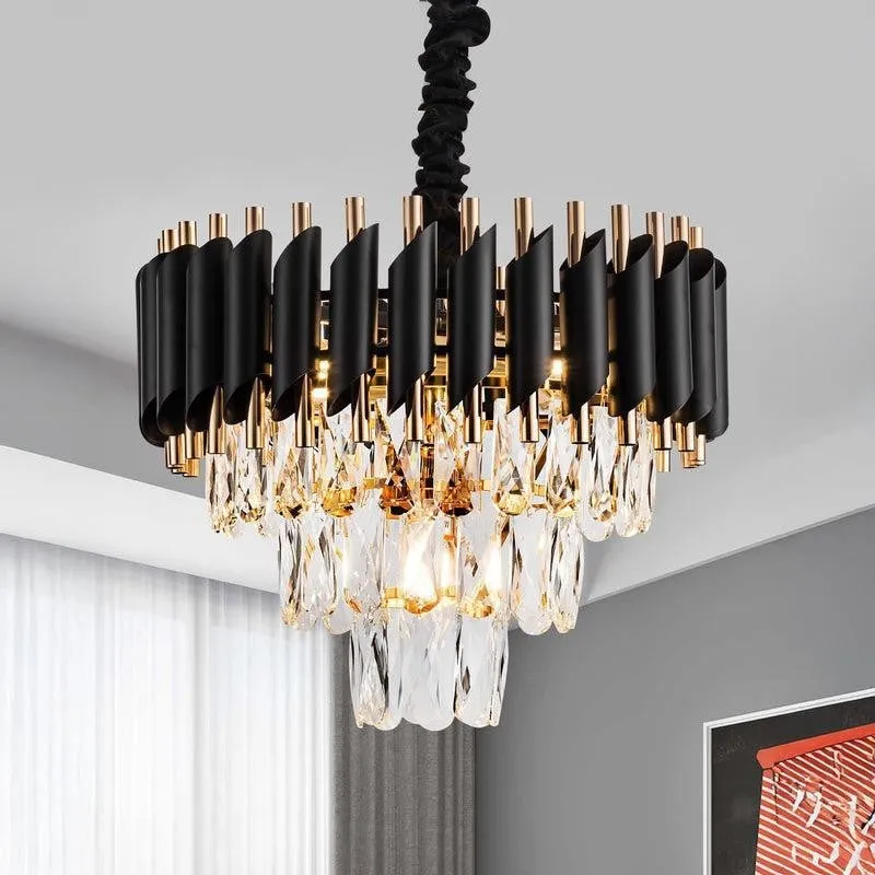 Versailles Crystal Metal Chandelier - Black media 2