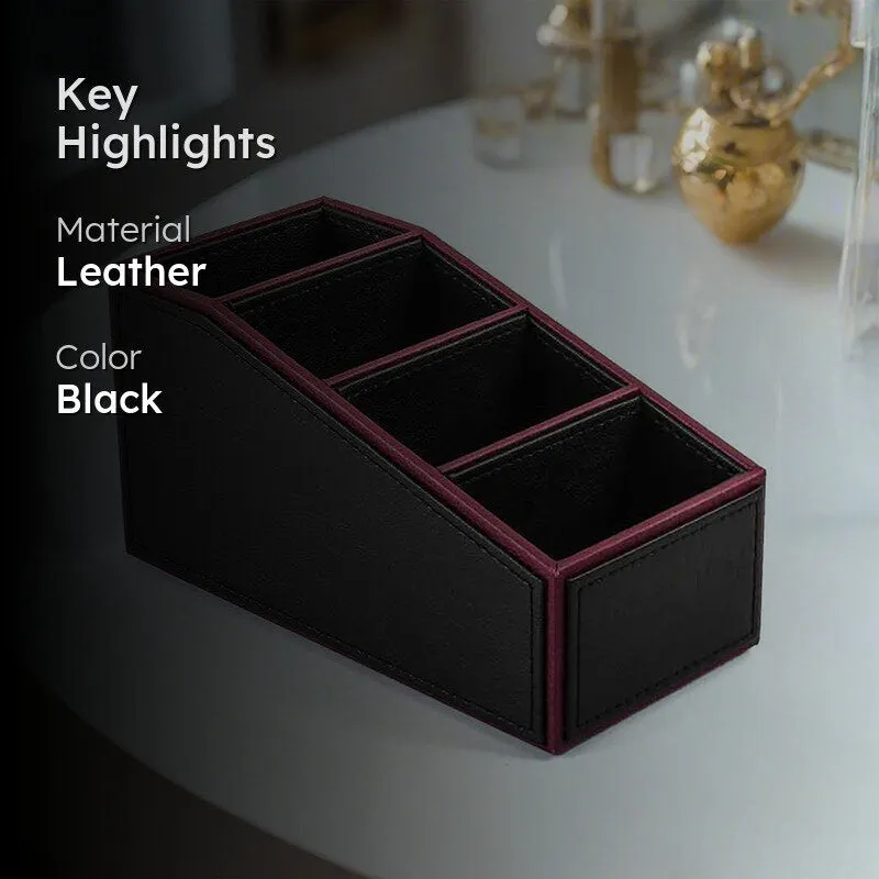 Tisca Slant Faux Leather Desk Organizer - Black media 2