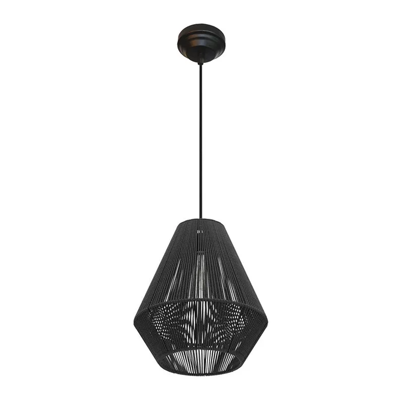 Coastal Woven Raffia Ceiling Lamp - Black media 3