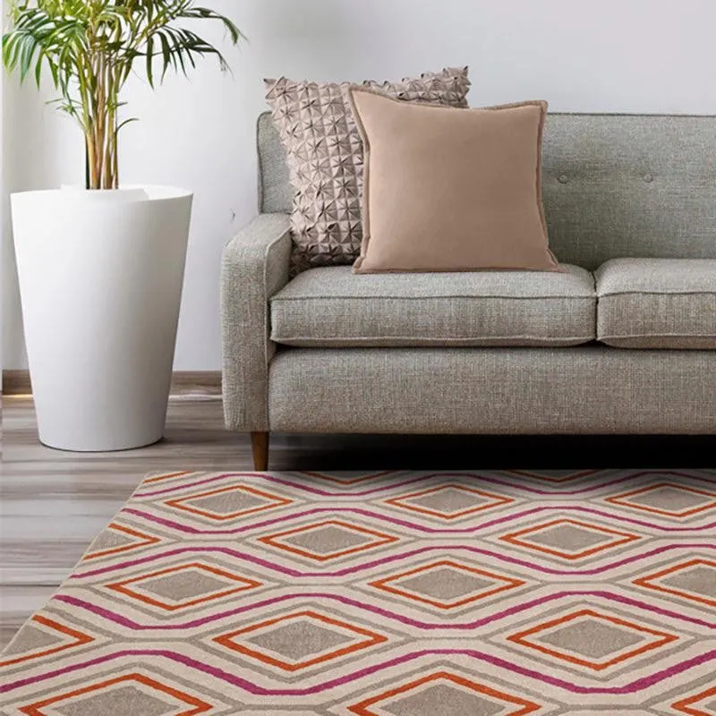 Faramir Hand Tufted Geometric Wool & Nylon Carpet - Red & Beige media 7