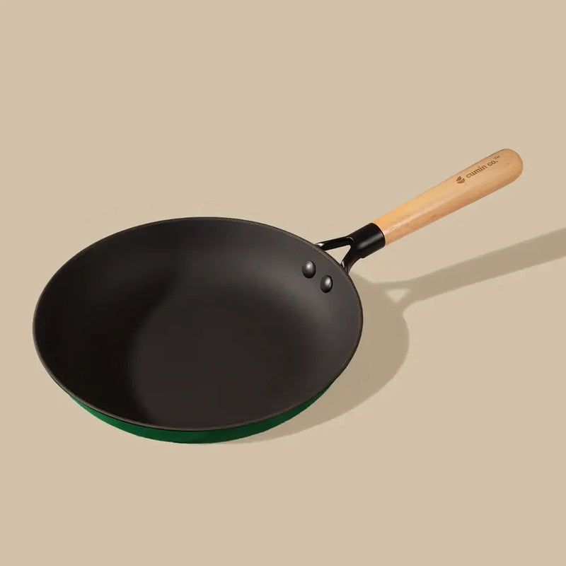 Cumin Co Enamel Cast Iron Frying Pan (Green) - 2500 mL media 4