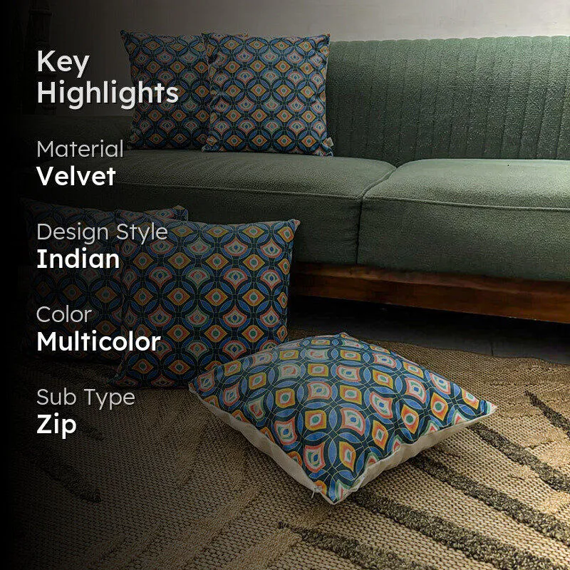 Royal Etch Velvet Cushion Cover Set - Set Of Five media 2