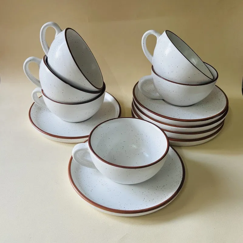 Ceramic Cup & Saucer (White/240 mL Each) - Set of Six media 6