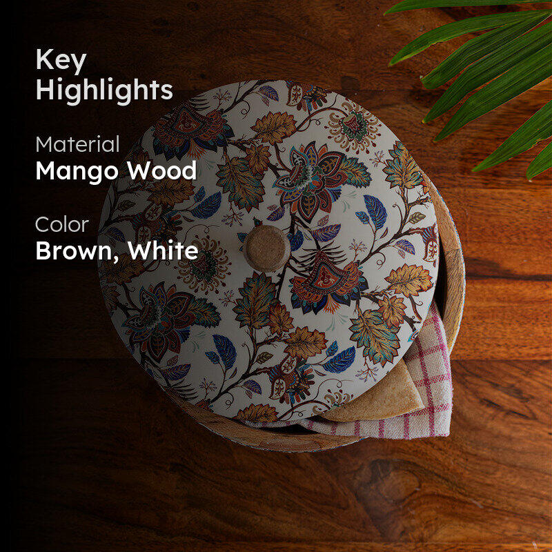 Desi Gulzar Enamelled Mango Wood Roti Box media 2