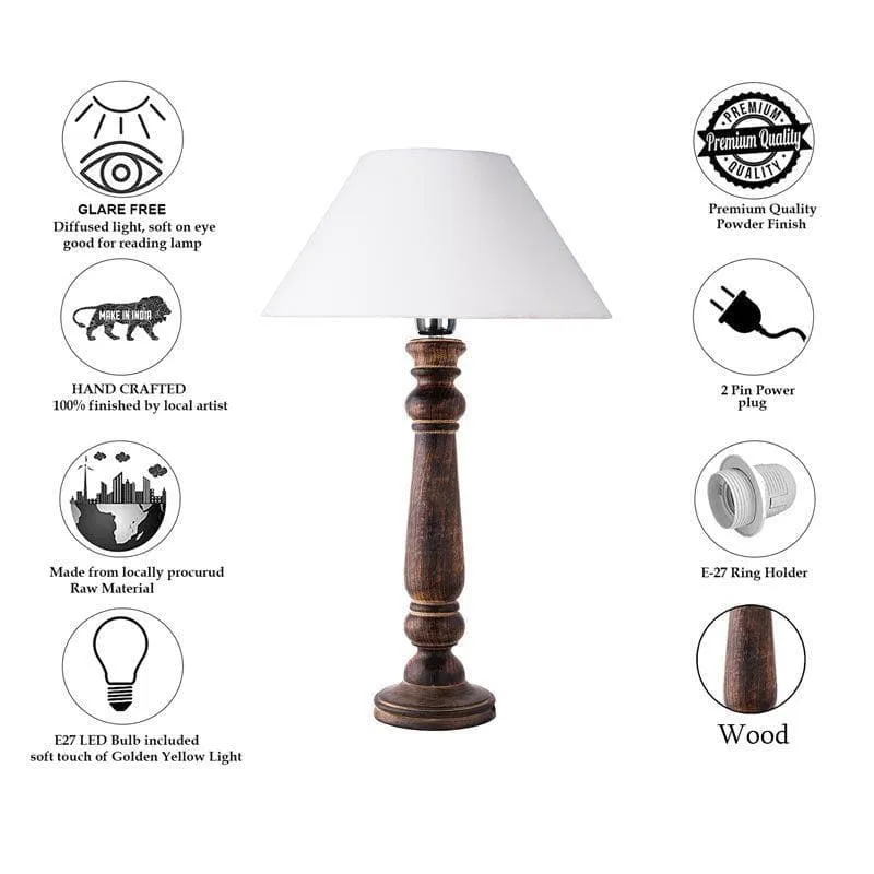 Mabel Antique Fabric Table Lamp - White,Brown media 6
