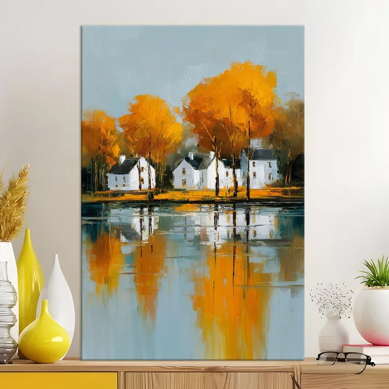 Golden Trees Reflection Canvas Wall Art media 5