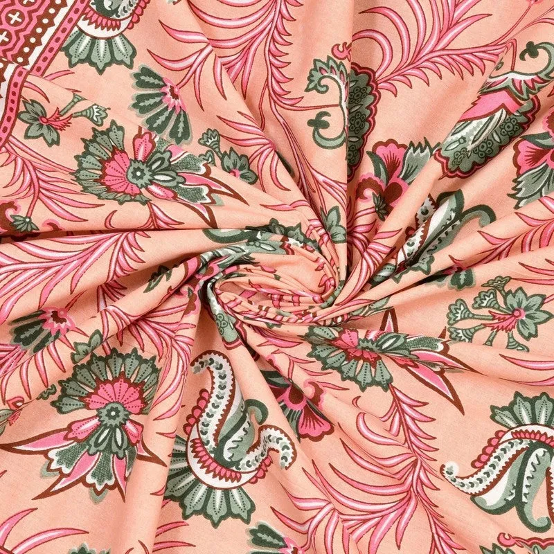 Bloomet Cotton Bedsheet (Pink,Green) - 240 TC media 5