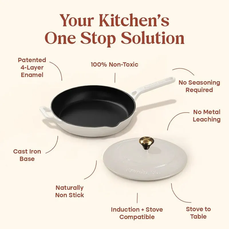 Cumin Co Enamel Cast Iron Frying Pan (White) - 2500 mL media 7