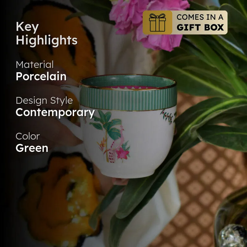 Gilded Mayura Pete 24k Gold Brushed Porcelain Coffee Mug (300 mL Each) - Set Of Four media 2