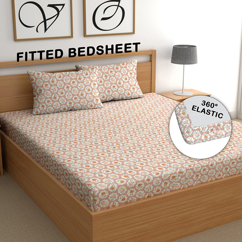 Belinda II Fitted Microfiber Microfiber Bedsheet (Orange) - 150 GSM media 3