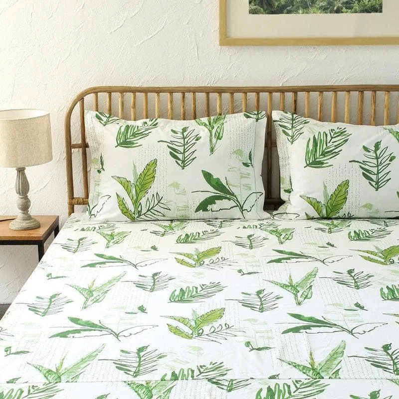 Vanam Cotton Bedsheet (Green) - 180 TC media 1
