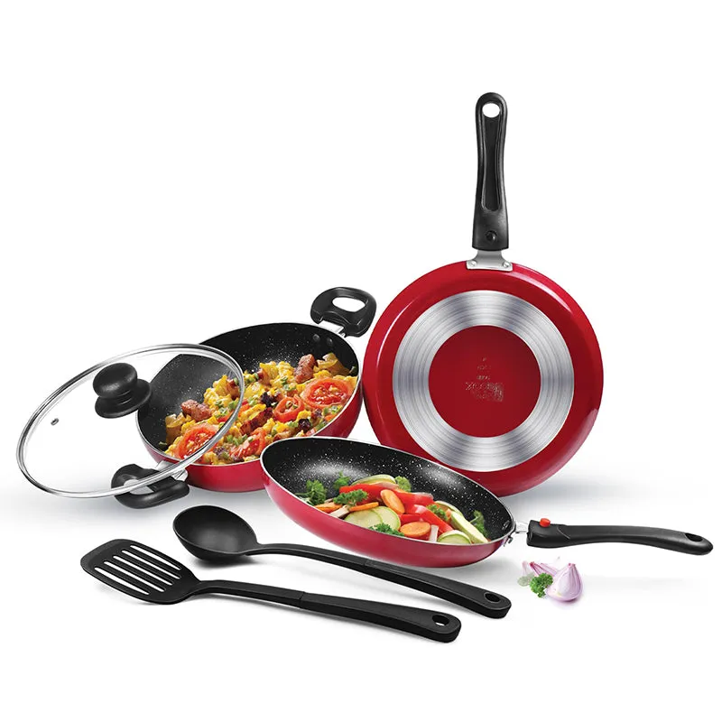 Milton Pyra Non-Stick Cookware Set (Red/2.5 L) - Five Piece Set media 4
