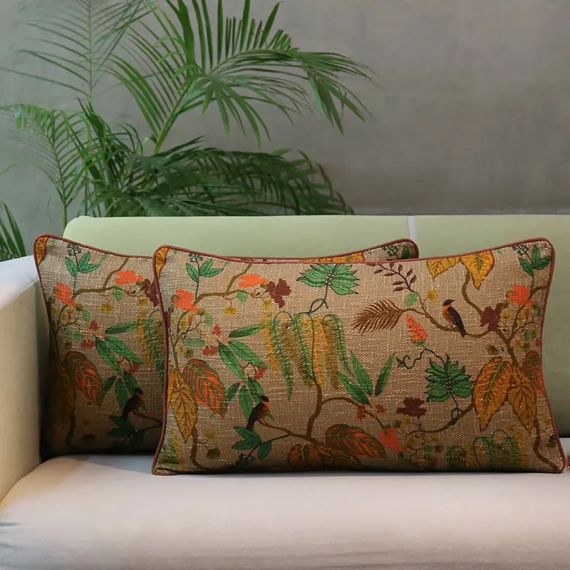 India Circus Frond & Bloom Cotton Cushion Cover - Set Of Two media 1