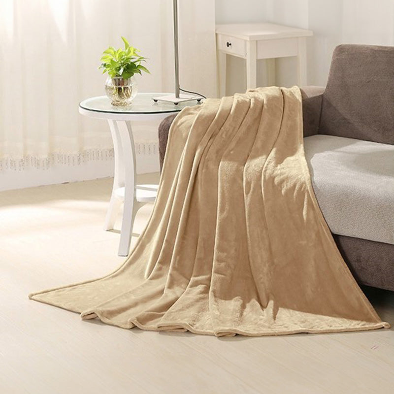 Camella Solid Knitted Cotton Flannel Blanket (Beige) - 190 GSM media 3