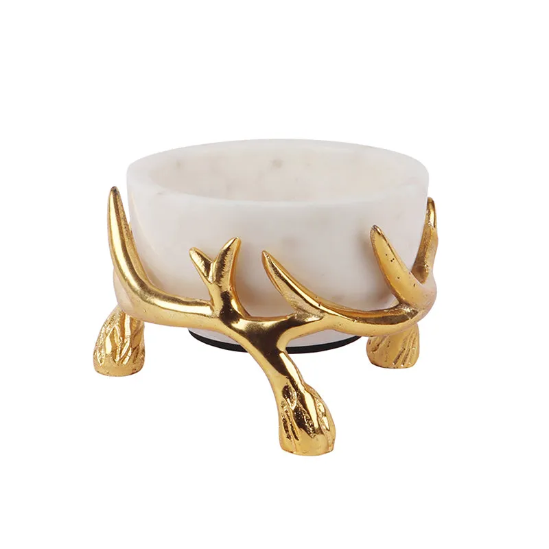 Carrara Cradle Marble Serving Bowl With Metal Stand (White) - 300 ML media 4