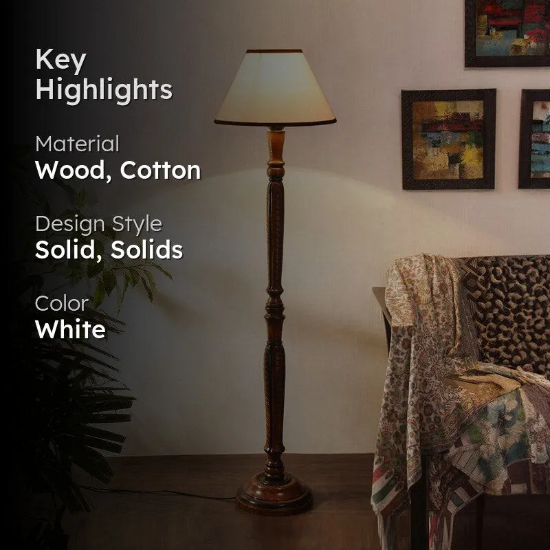 Hima Vintage Wooden Floor Lamp - White&Black media 2