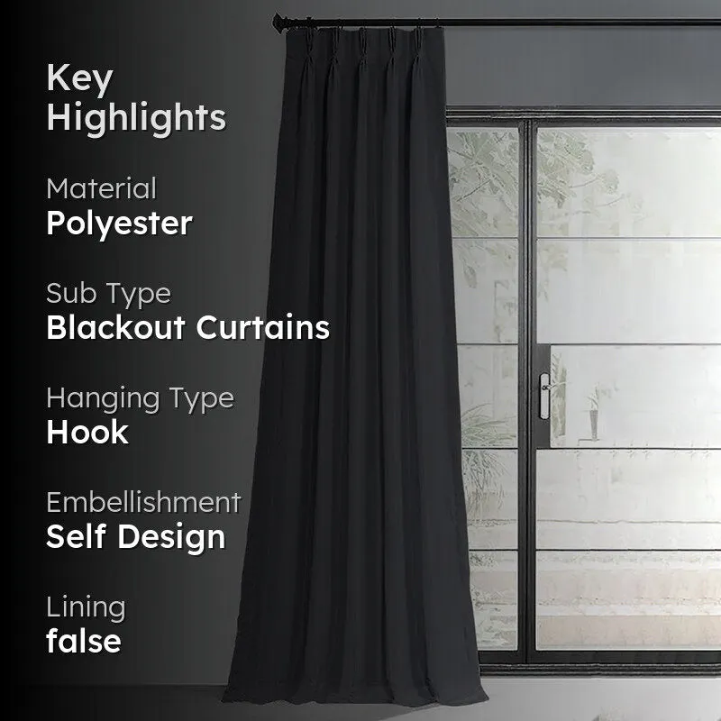 Noir Triple Pinch Pleat Blackout Curtain - Grey media 2