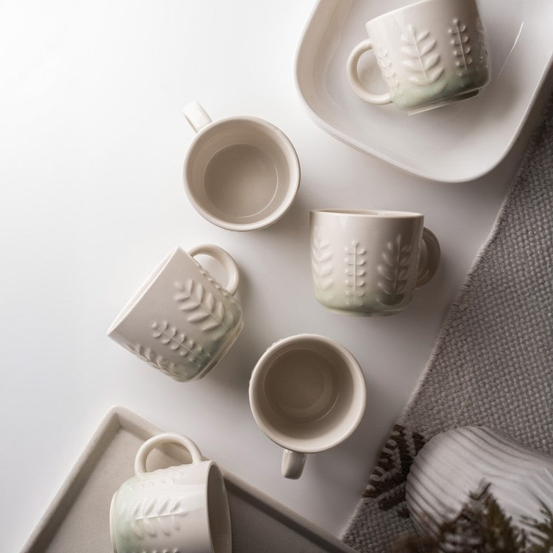 Calista Porcelain Tea Cup (200 mL Each,Green) - Set Of Six media 3
