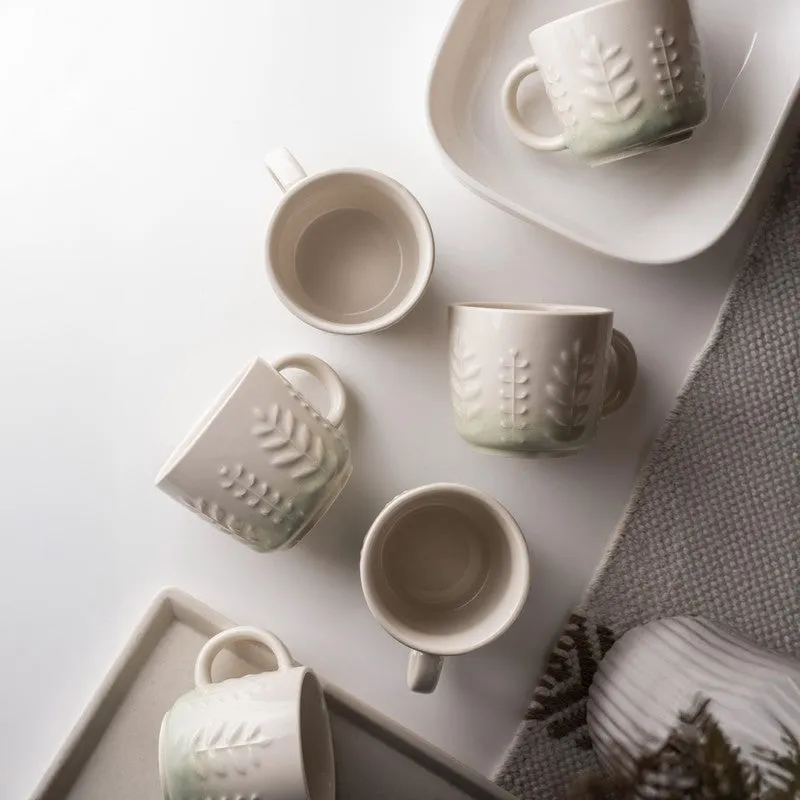 Calista Porcelain Tea Cup (200 mL Each,Green) - Set Of Six media 3
