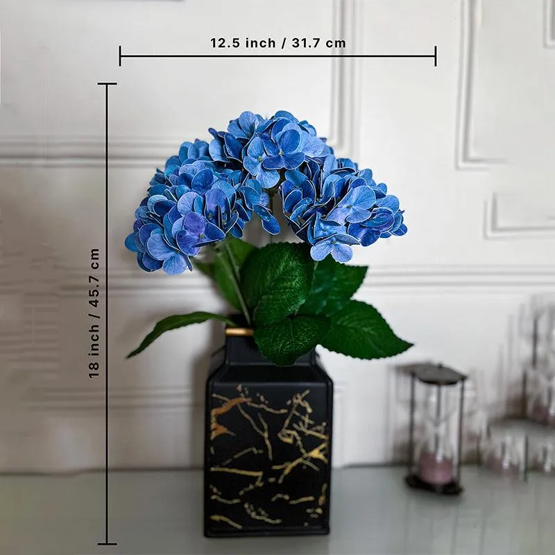 Faux Everlasting Hydrangea Flower Stick - Blue - 4