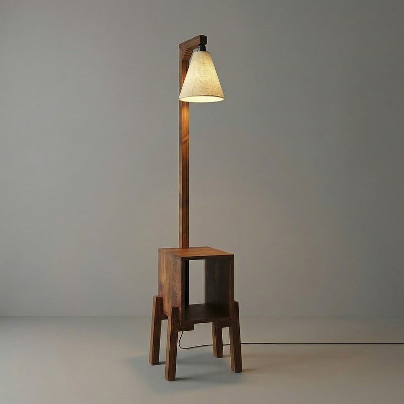 Dreyfus Wooden Floor Lamp With Shelf media 7