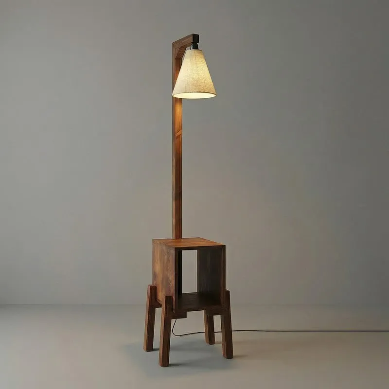 Dreyfus Wooden Floor Lamp With Shelf media 7