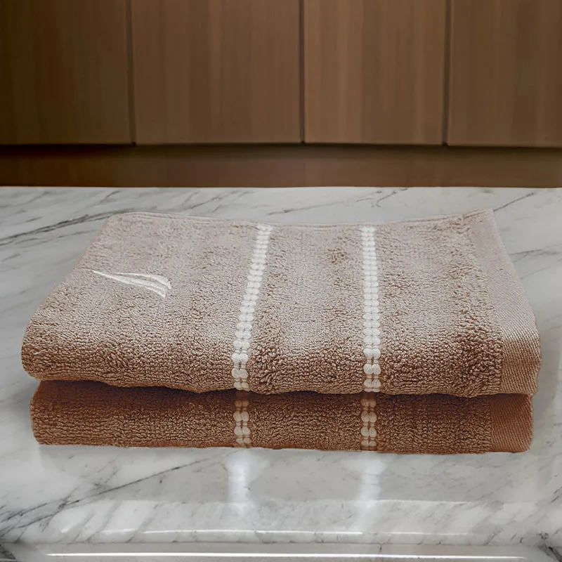 Nautica Oasis Bamboo Cotton Hand Towel (Beige) - Set Of Two media 1
