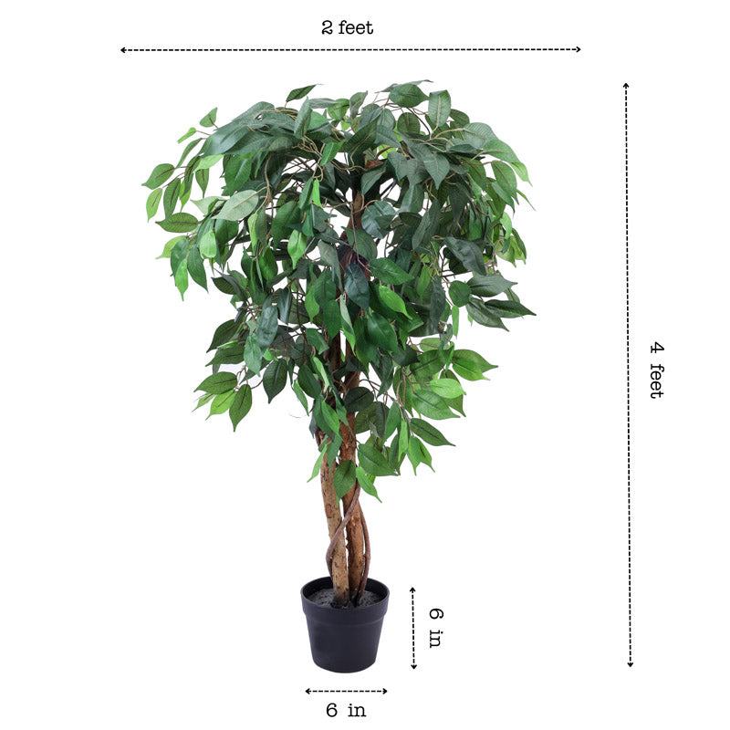 Artificial Realistic Ficus Plant With Black Plastic Pot - 3.9 Feet image 8
