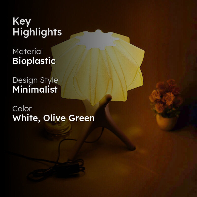 Bio Rayne 3D Printed Table Lamp - White,Olive Green media 2