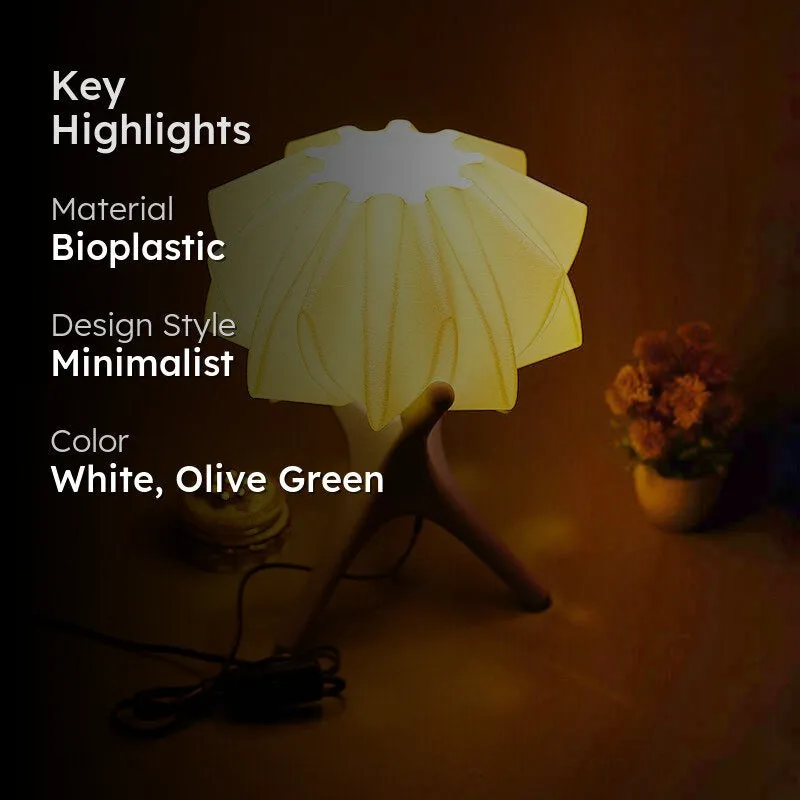 Bio Rayne 3D Printed Table Lamp - White,Olive Green media 2