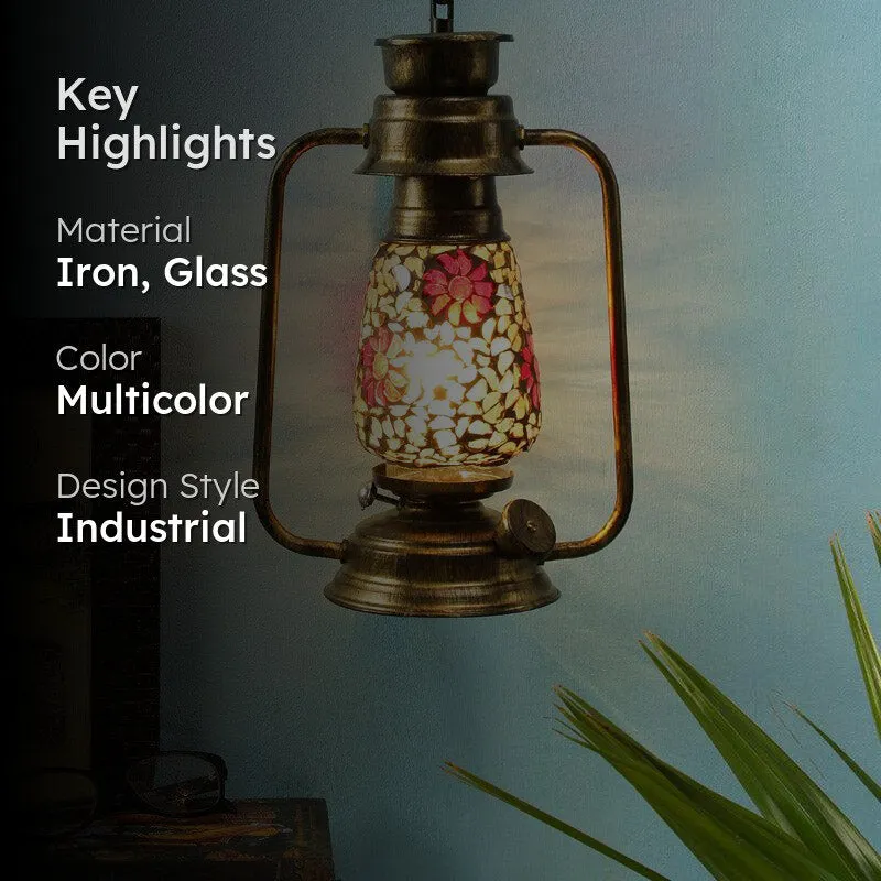 Phoolkari Mosaic Lantern Iron Wall Lamp - Gold media 2