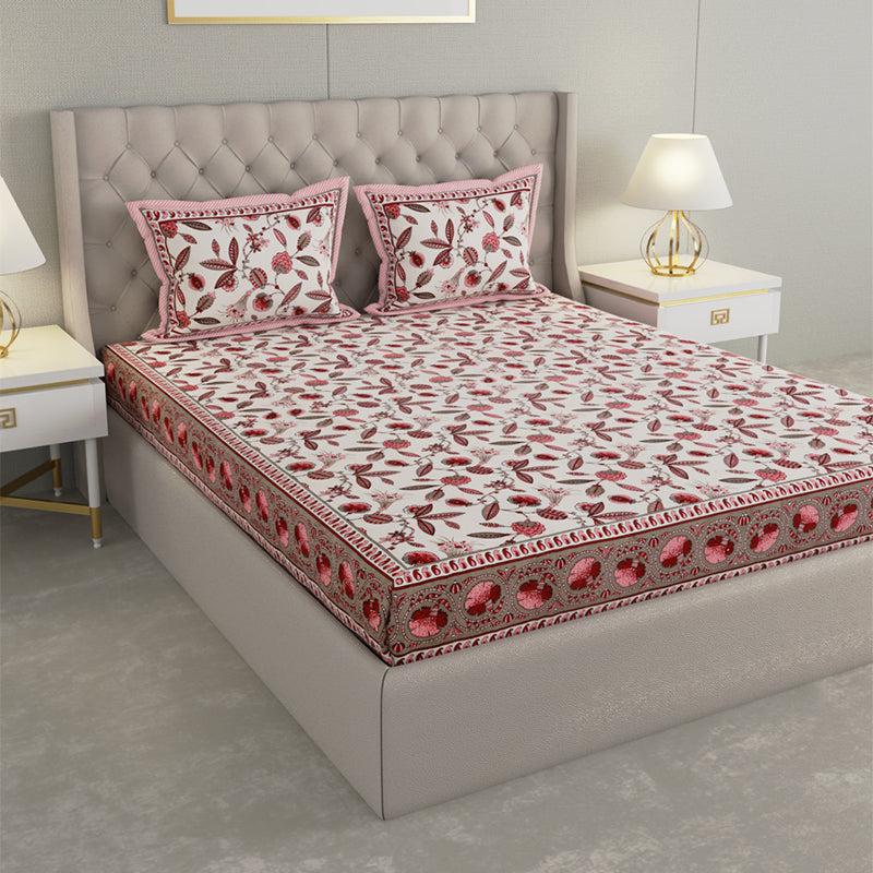 Suvarna Printed Cotton Bedsheet (Orange) - 240 TC media 3
